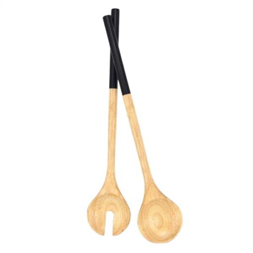 Natural Living Salad Server Set Wood & Black SS