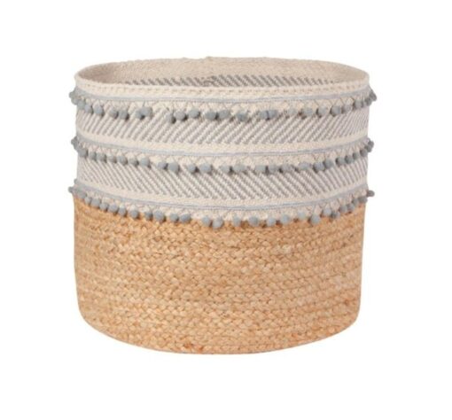 Basket Jute Large Stripe Dove Grey