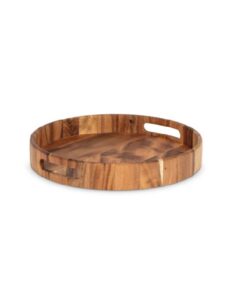 Round Tray W/ Handles Wood