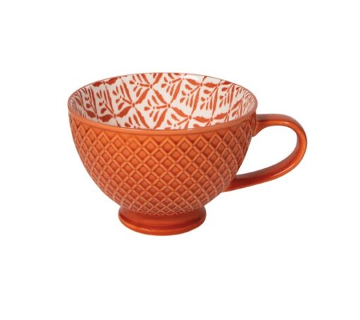 Copper Leaves Stamped Latte Mug
