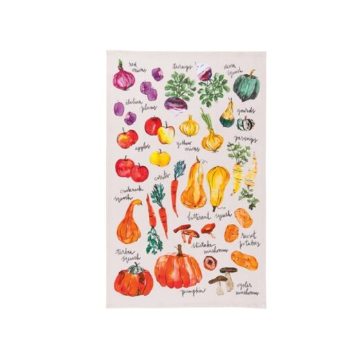 Veggie Stand Printed Cotton Dishtowel