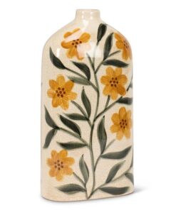 Lg Yellow Floral Flat Vase-12"H