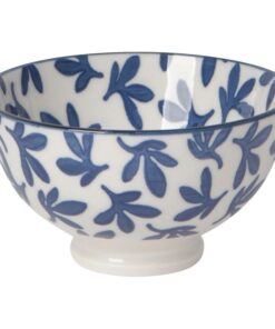 Bowl Blue Floral Stampled 4"