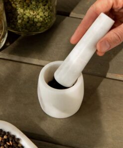 Alternative view of White Marble Mortar and Pestle Small