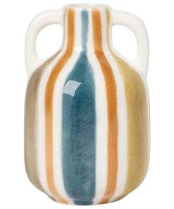 Rustic Stripe Ceramic Bud Vase