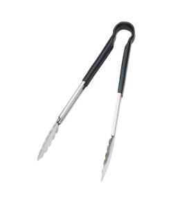 Tongs One Piece Black Handle 12"