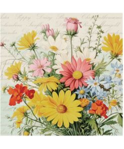 Coaster 4" Sq Bouquet Yellow