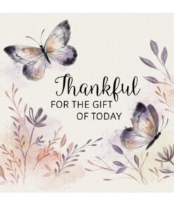Coaster 4" Sq Thankful Bfly