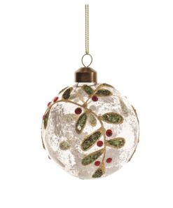 Ornament Clear Ball  Leaves Berry
