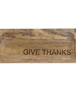 Engraved Mango Wood Cheese/Cutting Board "Give Thanks", Natural, 11-3/4Lx5-3/4W